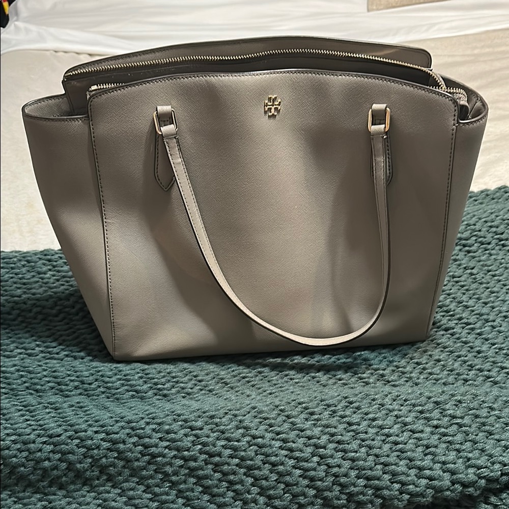 Tory Burch Gray Structured Tote
